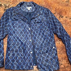 Charter Club Blue Patterned Utility Jacket